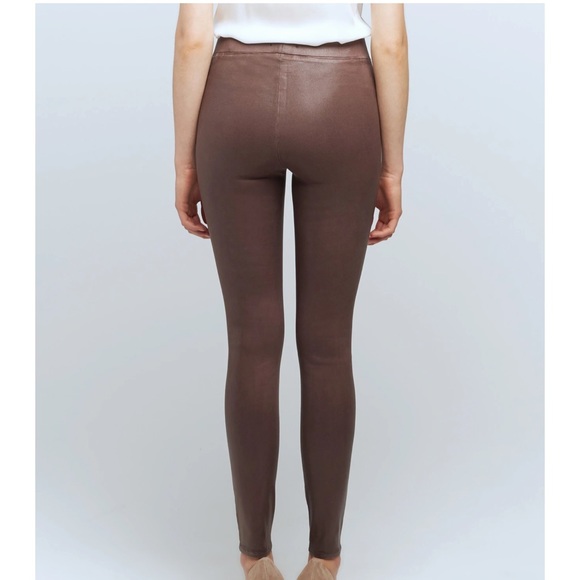 L'AGENCE Rochelle Coated Jeans- Mahogany Coated super skinny pull-on large NWT - Picture 3 of 7